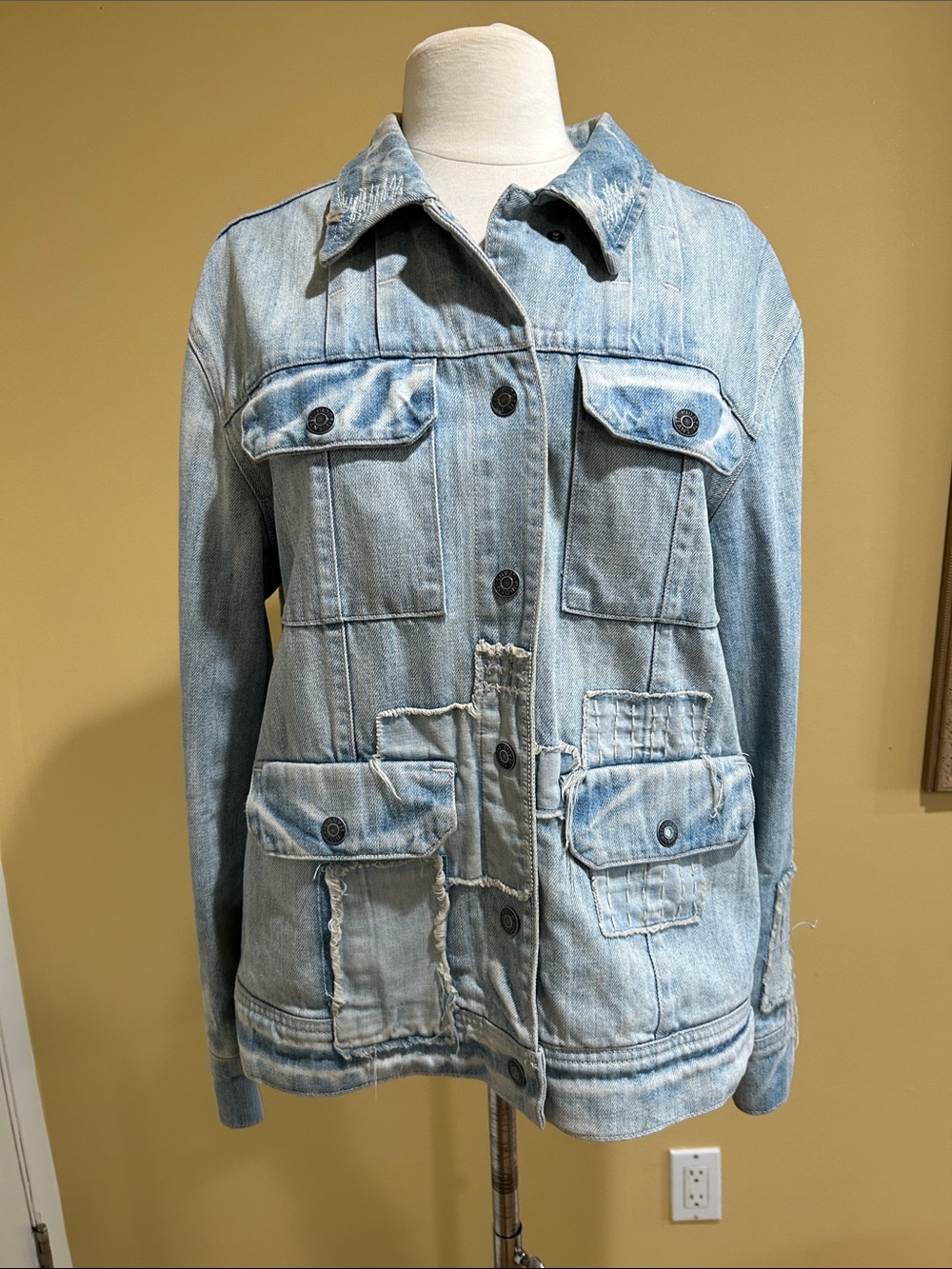 Hidden Light Blue Distressed Denim Jacket - Women